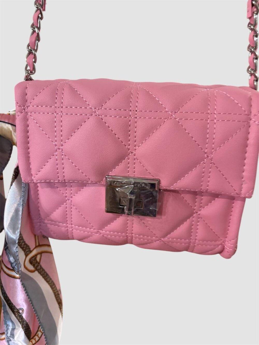 KENDALL + KYLIE - NWT - PINK QUILTED CROSSBODY WITH SCARF